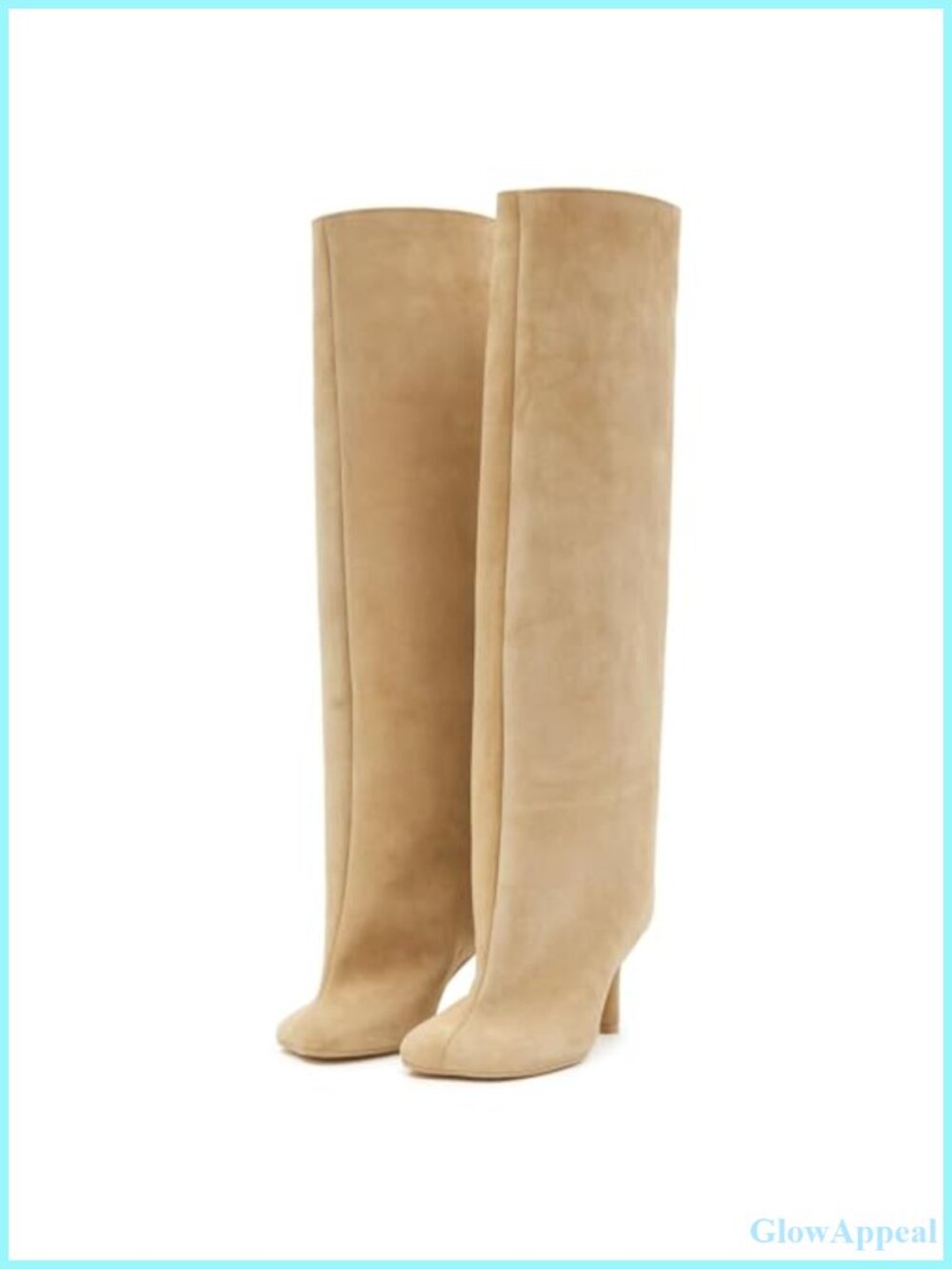Wide Calf Knee High Boots Suede Square Toe Slouchy Tall Booties for Women